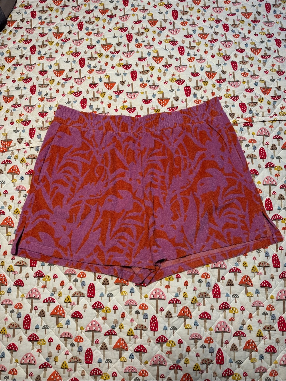Marine Layer pink and orange tropical terry cloth shorts women’s XL like new